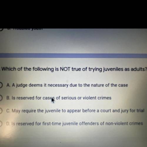 2. Which of the following is NOT true of trying juveniles as adults?
