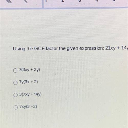 Using the GCF factor the given expression: 21xy + 14y