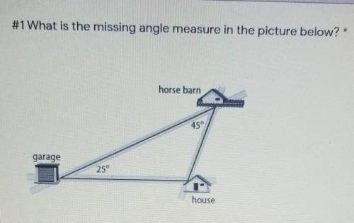 I NEED HELP PLEASE What is the missing angle measure in the picture below? ​