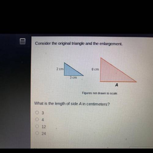 Consider the original triangle and the enlargement,
2 cm
8 cm
3 cm