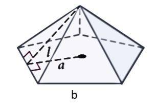 The surface area of this regular pyramid is 1040 cm2. The base is a regular pentagon with side b =