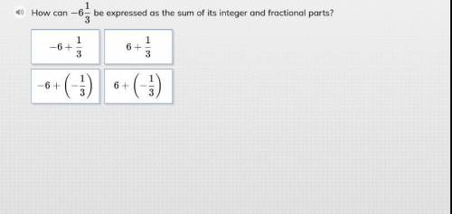 How can -6 1/3 be expressed as the sum of it's integer and fractional parts?

I'm giving 25 points