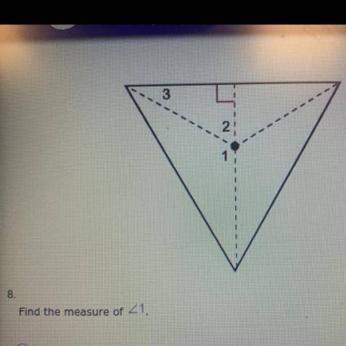 Find the measure of angle 1

A. 90 degrees 
B. 30 degrees 
C. 120 degrees 
D. 60 degrees