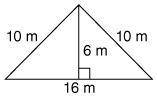 A triangular prism has a height of 6 meters and a triangular base with the following dimensions. Wh
