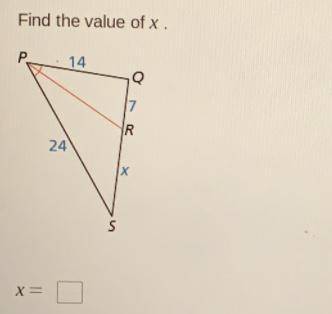 Find the value of x.
Р.
14
R
24
Х
S
X=