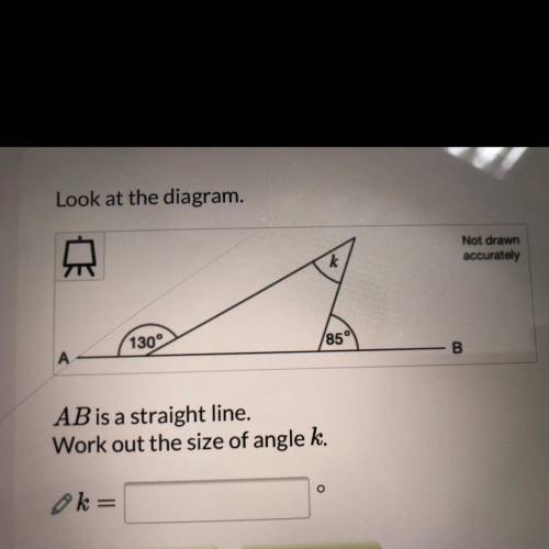 AB is a straight line. Work out the size of angle k