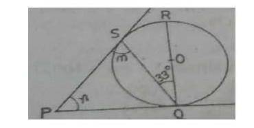 In the diagram below, PQ and PS are tangets to the circle centre O. if <PSQ=m,<SPQ=n and <