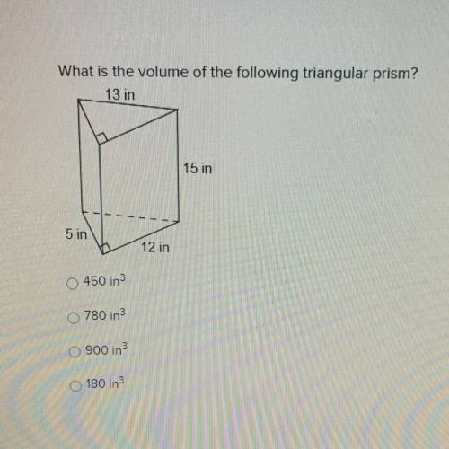 What is the volume of the following triangular prism?