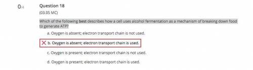 Which of the following best describes how a cell uses alcohol fermentation as a mechanism of breaki