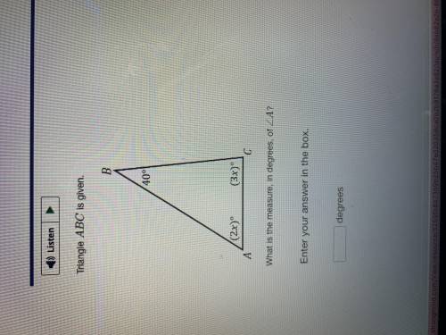 What is the measure in degrees of A? plz help