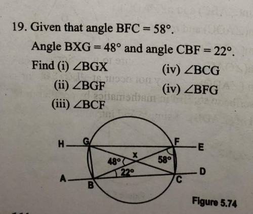 Find the angles listed on the above picture by using the theorems of a circle? ​