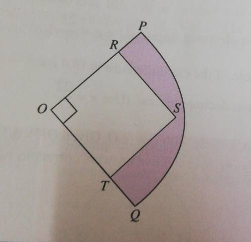 10. The diagram below shows the quadrant OPQ centred at 0. ORST is a square. Given OP= 10 cm

and
