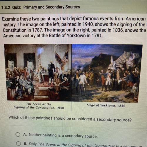 Examine these two paintings that depict famous events from American

history. The image on the lef