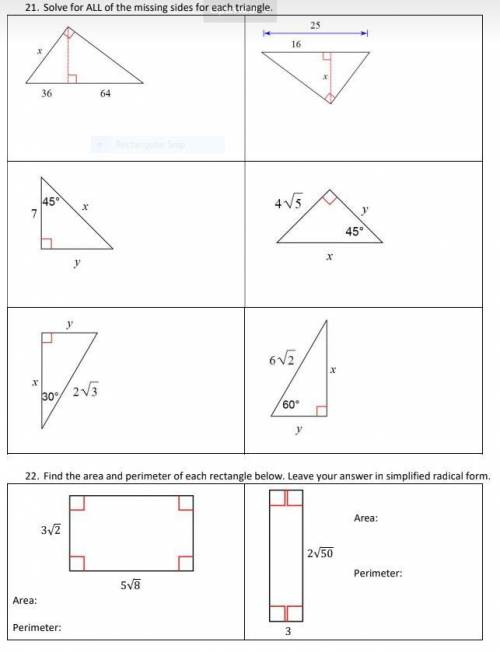 Solve for all missing sides for each triangle, I need someone to explain these problems thoroughly