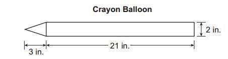 The crayon balloon is made up of a cone and a cylinder. What is the volume, in cubic inches, of the
