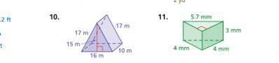 Find the surface area of the triangular prisms below.