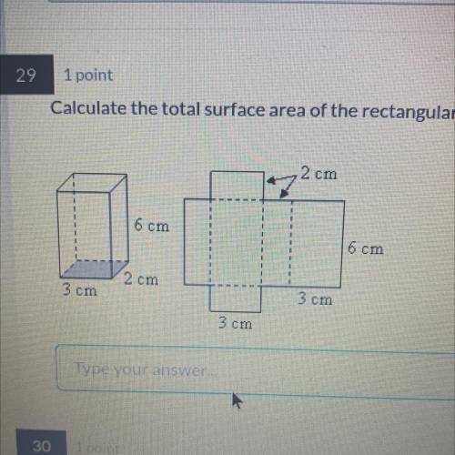 Calculate the total surface area of the rectangular prism.