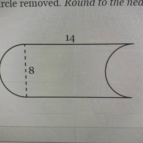 Find the Area of the figure below, composed of a rectangle and one semicircle, withanother semicirc