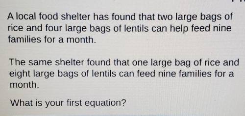 A local food shelter has found that two large bags of rice and four large bags of lentils can help