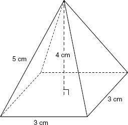 What is the volume of the square-based pyramid shown below?

A. 24 cm3
B. 12 cm3
C. 9 cm3
D. 36 cm