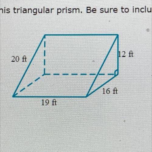 ASAP I WILL GIVE BRAINEST!!!

Find the surface area of this triangular prism. Be sure to include t