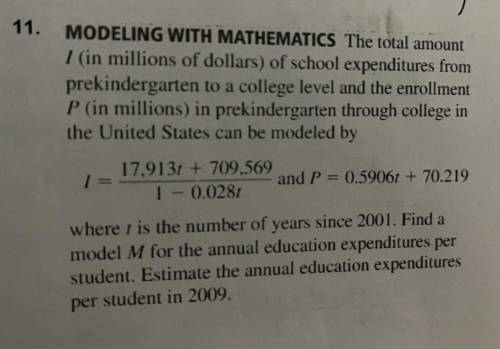 MODELING WITH MATHEMATICS The total amount

1 (in millions of dollars) of school expenditures from