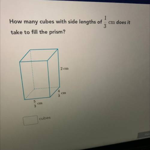 How many cubes with side lengths of
take to fill the prism?
3em
5
cubes