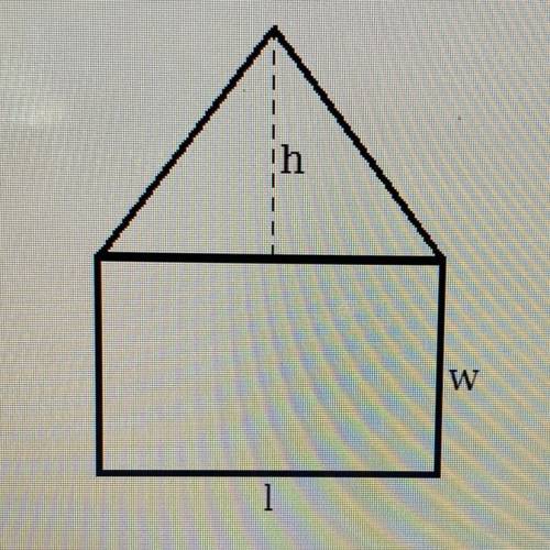 If h= 19 inches, l= 27 inches, and w= 16 inches, what is the area of the figure shown above?

a. 2