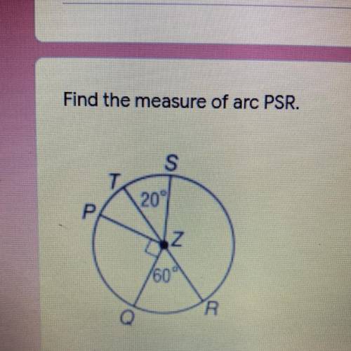 Find the measure of arc PSR.