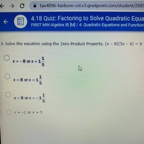 5. Solve the equation using the Zero-Product Property.