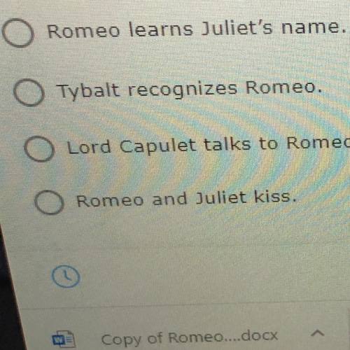 Which Event during the capulets party in scene 5 takes place first