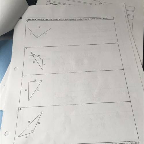 Unit 8: Right Triangles 8. Trigonometry

Homework 8: Law of Cosines
Per:
** This is a 2-page docum