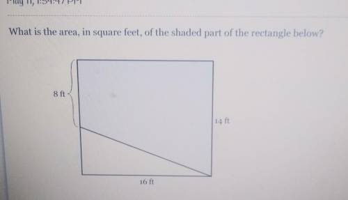 What is the area in Square feet of the shaded part of the rectangle below​