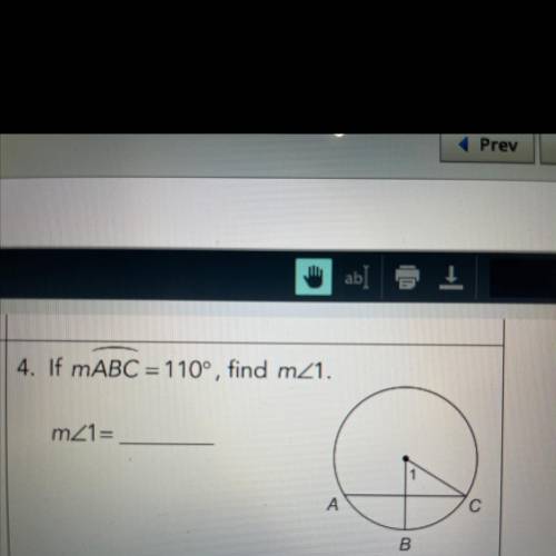 If arcmABC =110 find measurement of angle 1