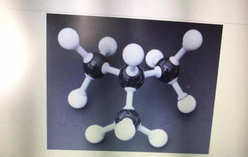 A student created a ball and stick molecule during the lesson on molecules

and atoms. Examine the