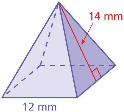 Help would be nice

Find the surface area of the pyramid 
No links please and no silly answers :)