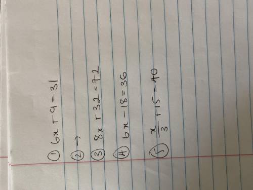 Write an equation from the given statement and solve.

1). The sum of six times a number and 9 is 3