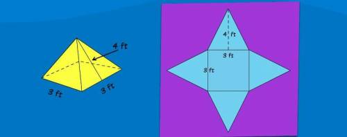 What is the surface area of this square pyramid
18 ft
33ft
36 ft
57 ft