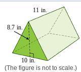 You want to wrap a gift shaped like the regular triangular prism shown. How many square inches of w