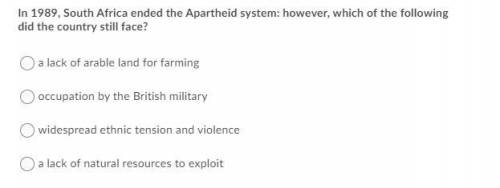 in 1989 south Africa ended the apartheid system however which of the following did the country stil