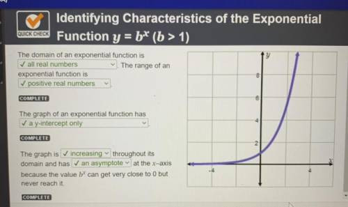 The domain of an exponential function is
The range of an
exponential function is
DONE
