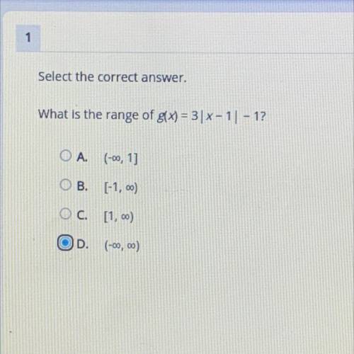 What is the range of g(x)=3|x-1|-1?