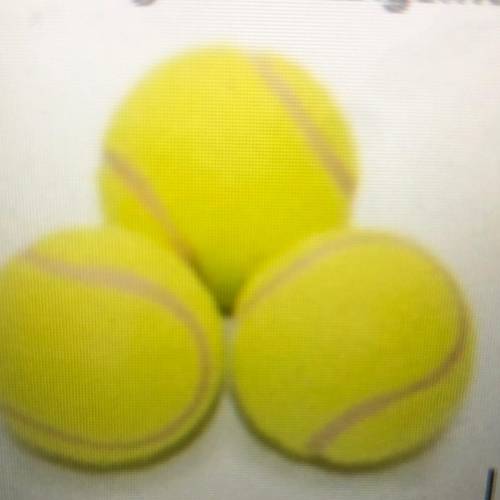 The diameter of one tennis ball is about 6.75 cm. There are three tennis balls in a triangular arra