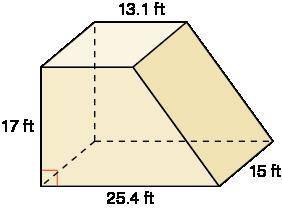 Find the volume of the prism.
The volume is in cubic feet.