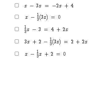 Select all the correct answers.
Which equations have infinitely many solutions?