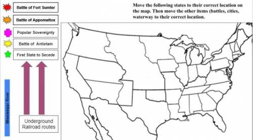 HELP ASAP!!! Move the following states to their correct location on the map. Then move the other it
