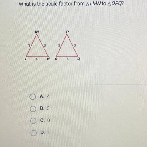 What is the scale factor from LMN to OPQ?