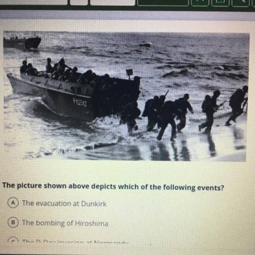The picture shown above depicts which of the following events?

A The evacuation at Dunkirk
B The