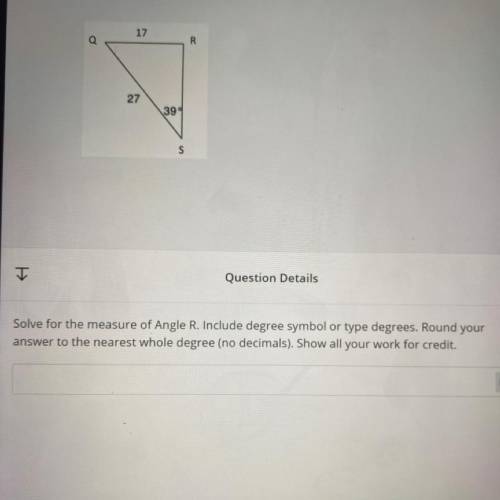 Law of sines how do I find the angle of R
