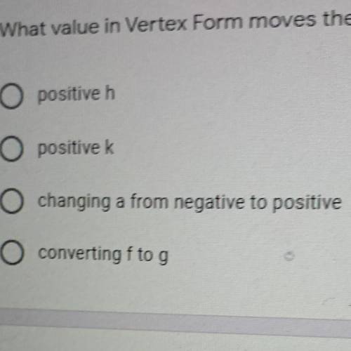 What value in Vertex Form moves the graph up?